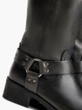 Black Leather Knee High Biker Boots  Women