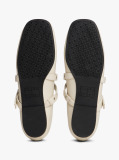 Beige Leather Crossover Strap Mary Jane  Women