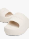 White Logo Platform Pool Slides  Women