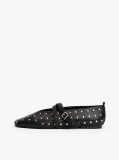 Black Studded Mary Jane Ballerinas  Women