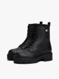 Black Leather Warm Lined Cleat Mid Boots  Women