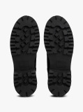 Black Leather Warm Lined Cleat Mid Boots  Women