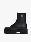 Black Leather Warm Lined Cleat Mid Boots  Women