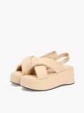 Beige Padded Strap Wedge Sandals  Women