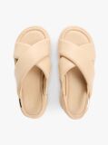 Beige Padded Strap Wedge Sandals  Women