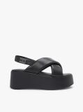 Black Padded Strap Wedge Sandals  Women