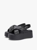 Black Padded Strap Wedge Sandals  Women