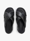 Black Padded Strap Wedge Sandals  Women