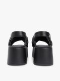 Black Padded Strap Wedge Sandals  Women