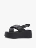 Black Padded Strap Wedge Sandals  Women