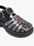 Black Jelly Chunky Cleat Fisherman Sandals  Women