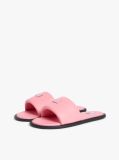 Pink Leather Padded Strap Slides  Women