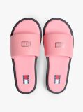 Pink Leather Padded Strap Slides  Women