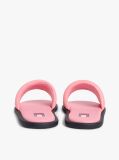 Pink Leather Padded Strap Slides  Women