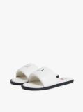 White Leather Padded Strap Slides  Women