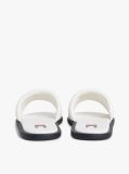 White Leather Padded Strap Slides  Women