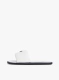 White Leather Padded Strap Slides  Women