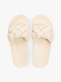Beige Braided Padded Strap Slides  Women