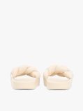 Beige Braided Padded Strap Slides  Women