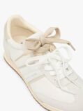 Beige Leather Low Profile Serrated Trainers  Women