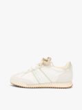 Beige Leather Low Profile Serrated Trainers  Women