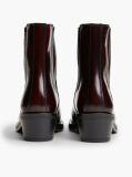 Red Leather Embossed Logo Western Boots  Women