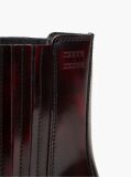 Red Leather Embossed Logo Western Boots  Women