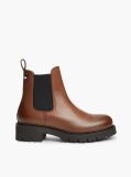 Brown Leather Cleat Chelsea Boots  Women