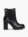 Μαύρο Δερμάτινα Μποτάκια Chelsea Με Ψηλό Τακούνι Block  Γυναίκες
