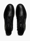 Black Lightweight Leather Lace-Up Mid Boots  Men