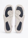 White Leather Mixed Texture Basketball Trainers  Men
