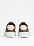 Brown Leather Textured Court Trainers  Men