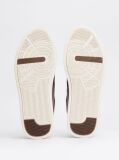 Brown Leather Textured Court Trainers  Men