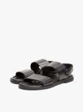 Black Double Strap Signature Leather Sandals  Men