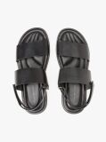 Black Double Strap Signature Leather Sandals  Men