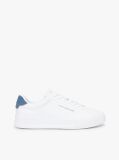 White Pebble Grain Court Trainers  Men