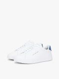 White Pebble Grain Court Trainers  Men