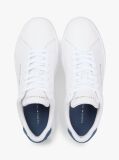 White Pebble Grain Court Trainers  Men