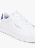White Pebble Grain Court Trainers  Men