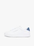 White Pebble Grain Court Trainers  Men