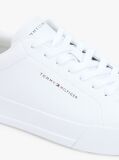 White Pebble Grain Court Trainers  Men