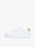 White Pebble Grain Court Trainers  Men