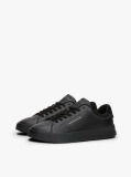 Black Pebble Grain Court Trainers  Men