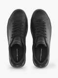 Black Pebble Grain Court Trainers  Men