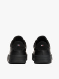 Black Pebble Grain Court Trainers  Men