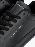Black Pebble Grain Court Trainers  Men