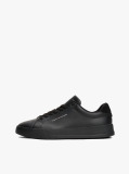Black Pebble Grain Court Trainers  Men