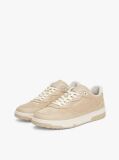 Beige Leather Mixed Texture Basketball Trainers  Men