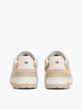 Beige Leather Mixed Texture Basketball Trainers  Men