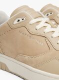 Beige Leather Mixed Texture Basketball Trainers  Men